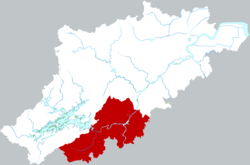 Location of Jiande City within Hangzhou