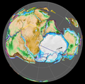 Gondwana 420 Mya, centered on South Pole