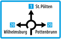 Richtungsschild im Kreisverkehr