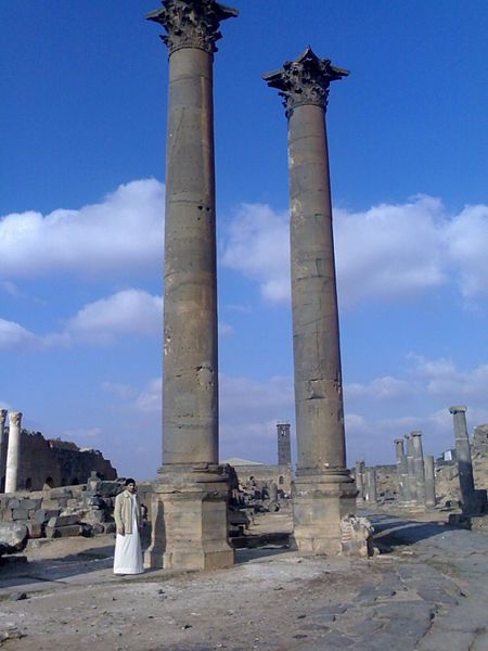 File:Nabatean Pillars Bosra.jpg