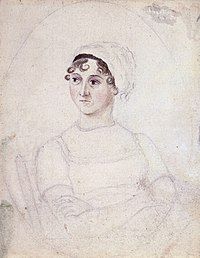 Watercolour-and-pencil portrait of Jane Austen