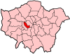 Location of the London Borough of Kensington and Chelsea in Greater London