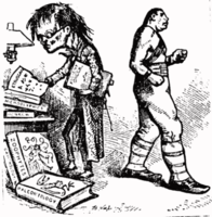 An Errrden (left) furiously consuming knowledge, while a troll (right) looks on in search of unsuspecting editors to harass