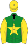 Green, yellow star, sleeves and cap