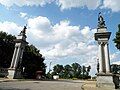 The Welcome Sculptures at the North Highland Avenue entrance of the park, sculpted in 1896 by Giuseppe Moretti.