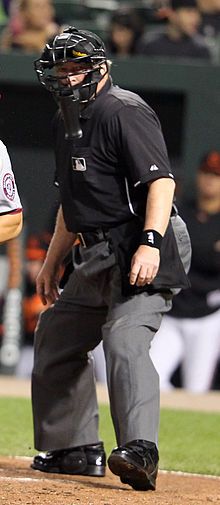 Photograph of Gerry Davis as home plate umpire