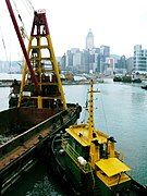 Grab dredging in Victoria Harbour, Hong Kong