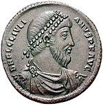 Roman coin with the portrait of Julian, who spent his winters writing in Paris