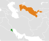 Location map for Kuwait and Uzbekistan.