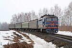 Russian TEP10-314 class diesel locomotive and train