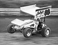 Sprint car performing a wheelie