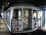 A train of R42 cars in Z service at the station