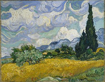 A Wheat Field with Cypresses