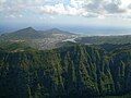 View of Koʻolau Range with Koko Crater and Maunalua (Hawaii Kai) visible.