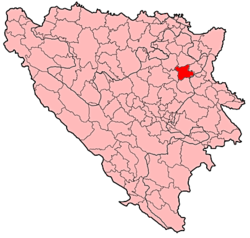 Location of Živinice within Bosnia and Herzegovina.