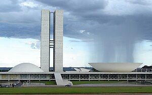 Brazilian Congress being washed by rain