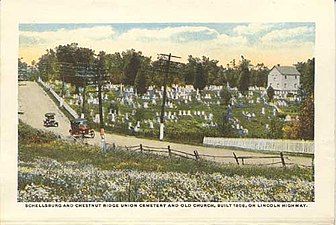 Postcard of the church in the 1920s with white weatherboarding