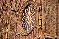 Rose window and statues of saints