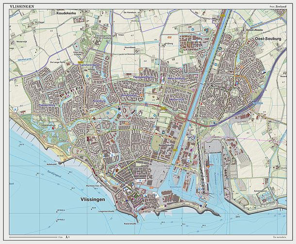 Topographic map image of Vlissingen (city), Sept. 2014