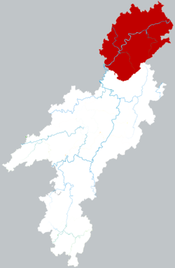 Location of Yuanling County within Huaihua