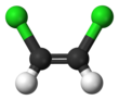 Ball-and-stick model of cis-1,2-dichloroethene