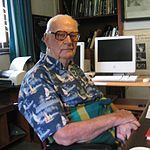 Arthur C. Clarke at his home office in Colombo, Sri Lanka, 28 March 2005