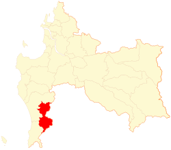 Map of the Contulmo commune in the Biobío Region