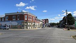 Looking north at the intersection of Main Street and Springfield Street in Frankfort.