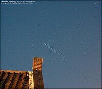 The USA-133 traversing Canis Minor as seen from Leiden, the Netherlands, on 19 March 2011.