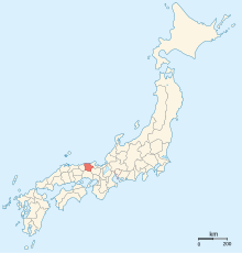 Map of Japan highlighting Tajima Province