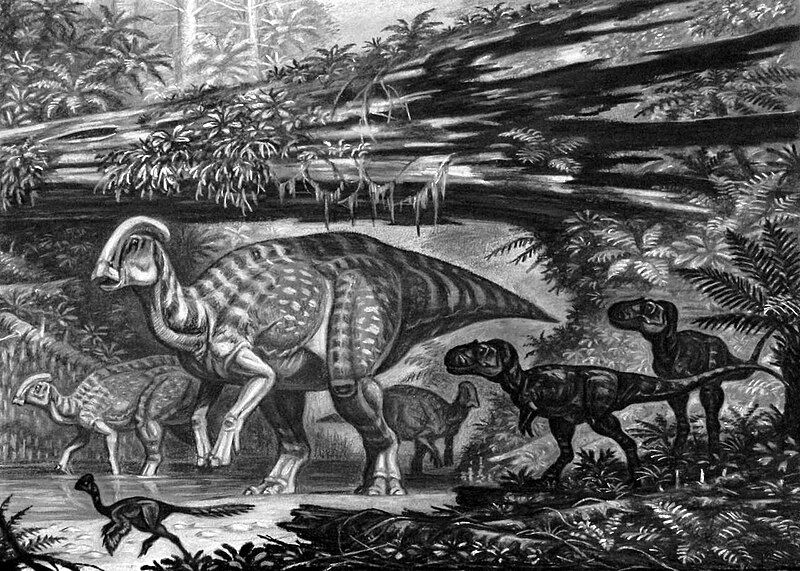 File:Teratophoneus chasing Parasaurolophus.jpg