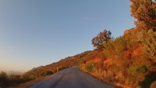 Riding up the Dasklip Pass at dusk.