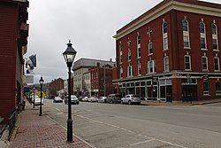 A view of Water Street (US 201) in the city's historic heart.