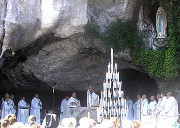 Elevation of the Chalice at a Catholic Mass in Lourdes