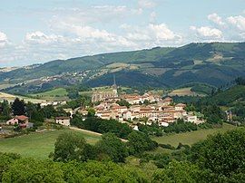 The church and surrounding buildings in Saint-Just-d'Avray