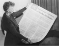 Eleanor Roosevelt with Universal Declaration of Human Rights in Spanish