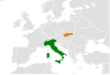 Location map for Italy and Slovakia.