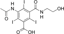 Skeletal formula of ioxitalamic acid