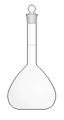 Volumetric flask—for preparing liquids with volumes of high precision. It is a flask with an approximately pear-shaped body and a long neck with a circumferential fill line.