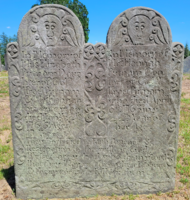 Double marker for the wife and daughter of Israel Putnam. South Cemetery in Brooklyn, CT.