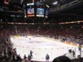 Players warming up at GM Place before a preseason game.