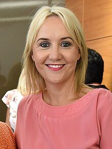 Headshot of Nikki Kaye, a white, middle-aged woman with blonde hair