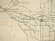 Ragtown, Leeteville, St Clair, and Fallon Nevada as mapped in 1910. Leeteville location is where the original Ragtown was established.[5]