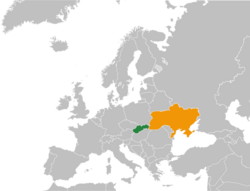 Map indicating locations of Slovakia and Ukraine