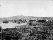 monochrome view of railway sidings