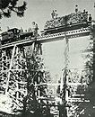 Shay locomotive on the Sequoia Railroad with a load of railroad ties.