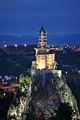 Chapel Saint Michel d'Aiguilhe lit up at night