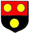 Streatfield Per fess gules and sable, three bezants