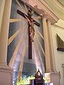 Crucifix on the wall of the sanctuary.