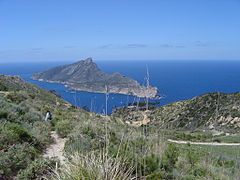 Dragonera as seen from the Tramuntana Range in Majorca.